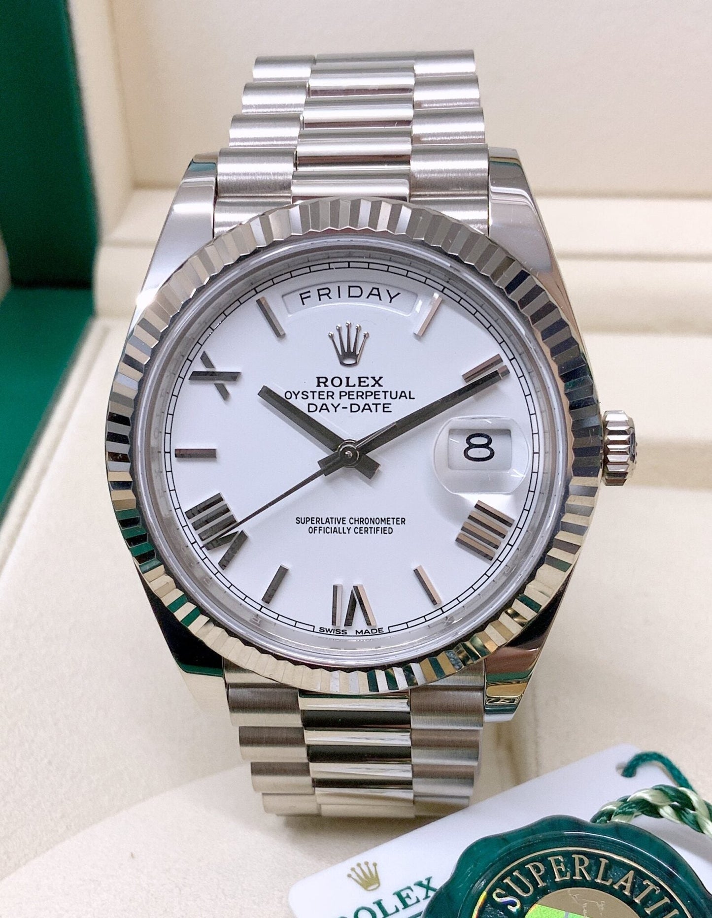 Rolex Day-Date White Gold roman dial