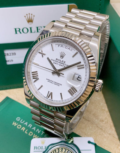 Rolex Day-Date White Gold roman dial