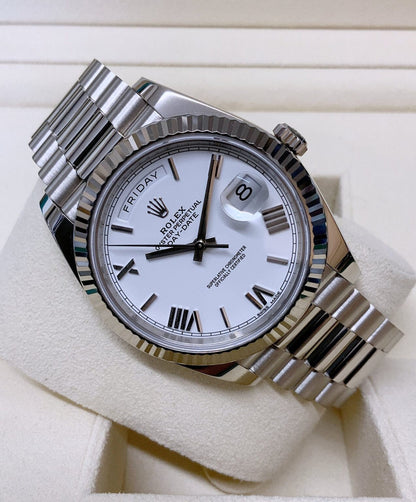 Rolex Day-Date White Gold roman dial