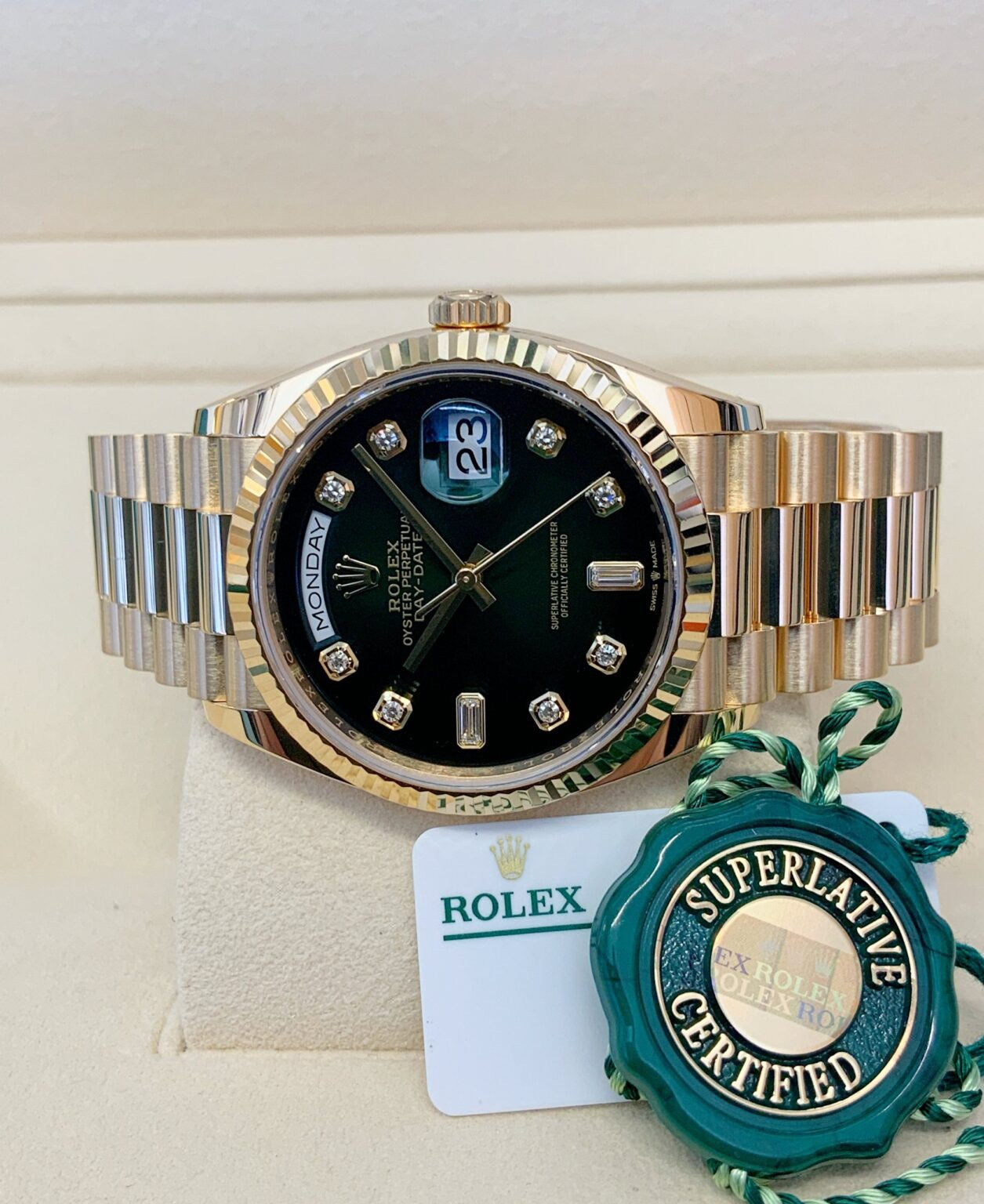 Rolex Day-Date Yellow Gold Green Diamond