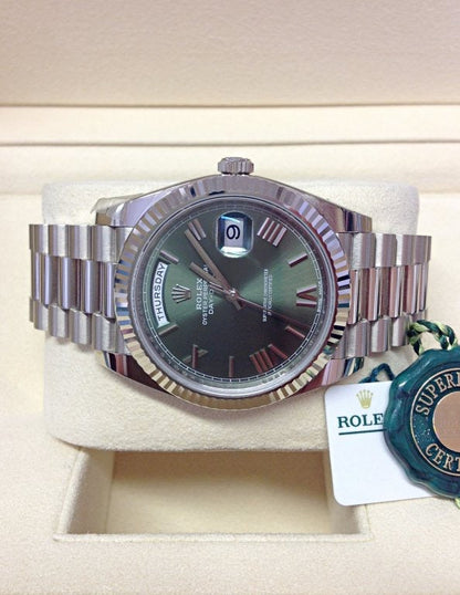 Rolex day-date ll white gold green dial