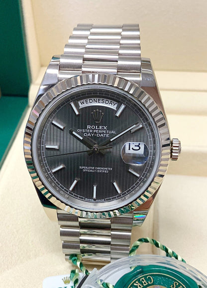 Rolex Day-Date White Gold silver dial