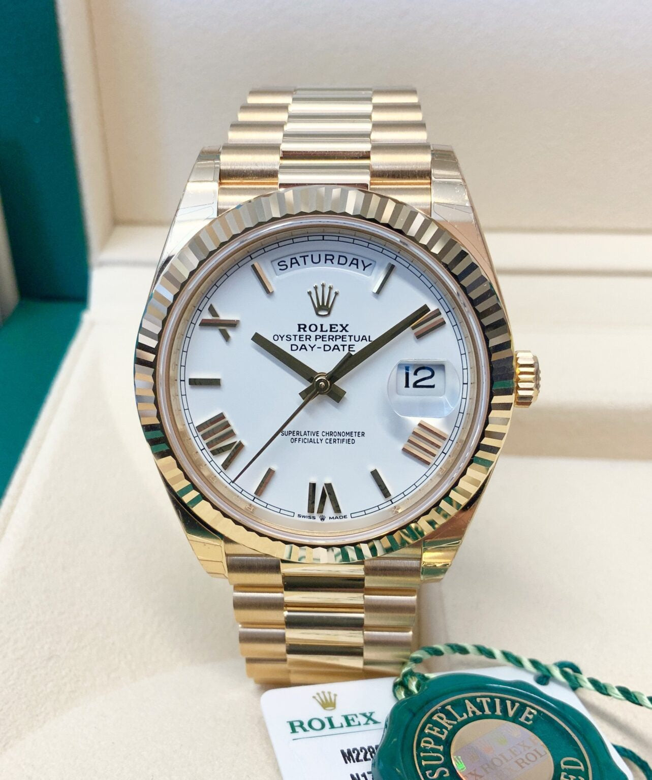 Rolex Day-Date Yellow Gold roman white dial