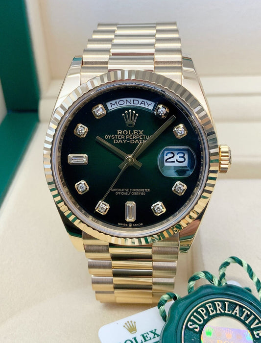 Rolex Day-Date Yellow Gold Green Diamond